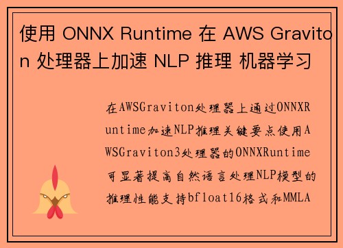 使用 ONNX Runtime 在 AWS Graviton 处理器上加速 NLP 推理 机器学习博